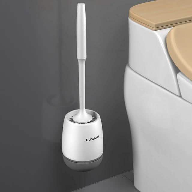Silicone Head Toilet Brush Quick Draining Clean Tool Wall Mounted Gray Bath - Tophatter Daily Deals