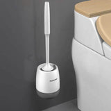 Silicone Head Toilet Brush Quick Draining Clean Tool Wall Mounted Gray Bath - Tophatter Daily Deals