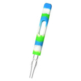 Silicone Wrapped Dab Straw & One Hitter Silicone Straw Blue White Dab Straws - Tophatter Daily Deals