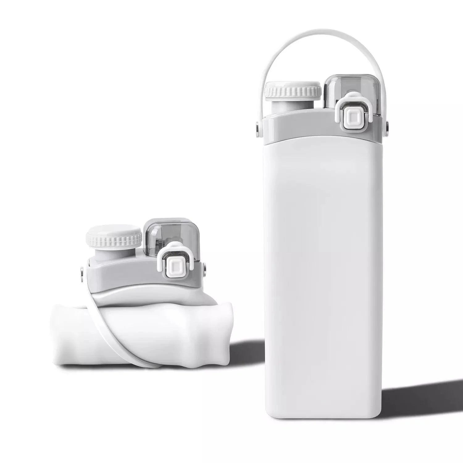 Silicone Water Bottle - 600ml Foldable Drink Bottle Collapsible Water Bottle Outdoor Sport Travel Run White bottles - Tophatter Daily Deals