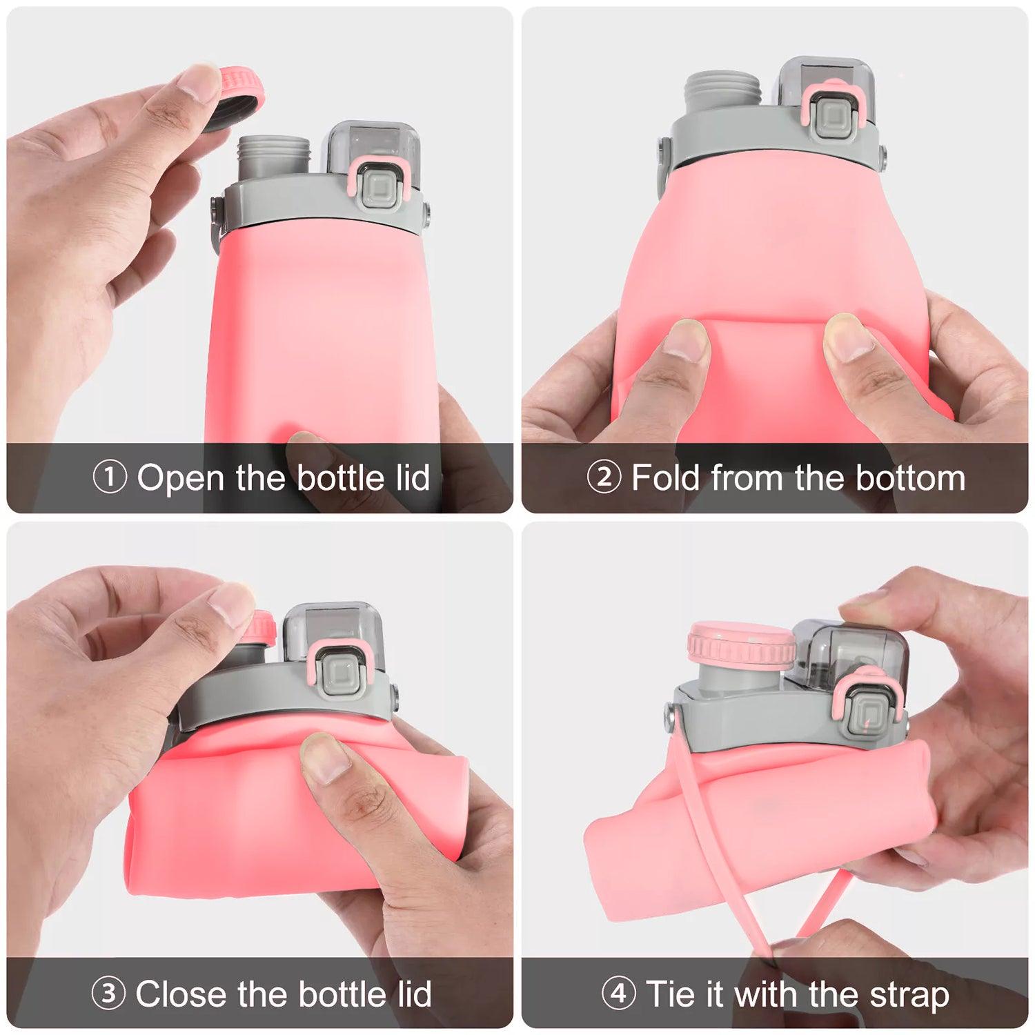 Silicone Water Bottle - 600ml Foldable Drink Bottle Collapsible Water Bottle Outdoor Sport Travel Run bottles - Tophatter Daily Deals