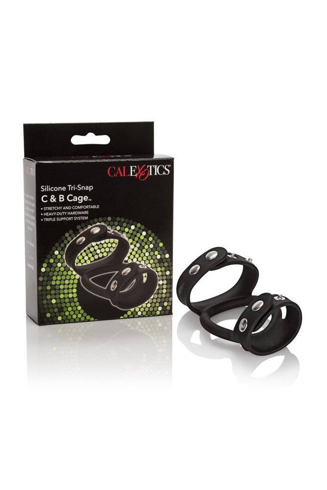 Cal Exotics - Silicone Tri-Snap Cock & Ball Cage - Black Sex Toy - Tophatter Daily Deals