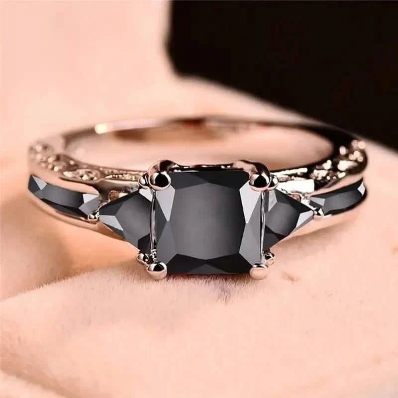 Silver Elegant Black Zirconia Eternity Ring Rings - Tophatter Daily Deals