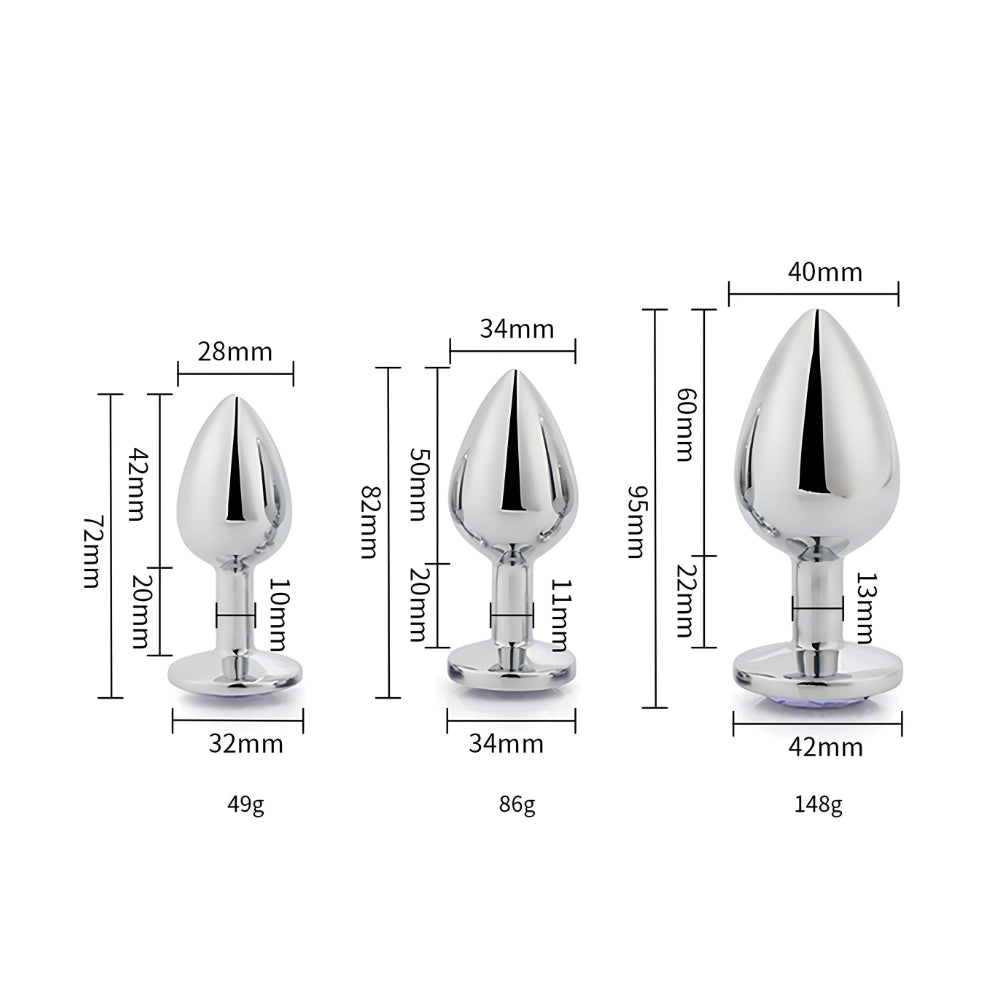 Toosh Metal Butt Plug Set of 3 – Small, Medium, Large Jewelled Base Butt Plugs > Anal Range > Butt Plug Kits - Tophatter Daily Deals