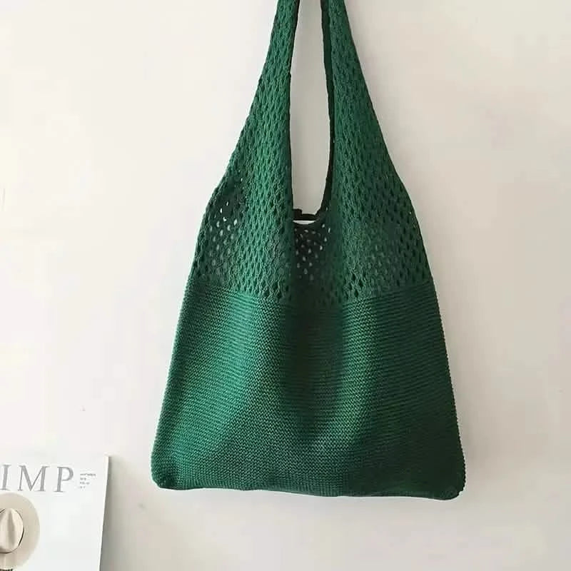 Simple Retro Hollow Crochet Bag Hunter Green Handbags & Wallets - Tophatter Daily Deals