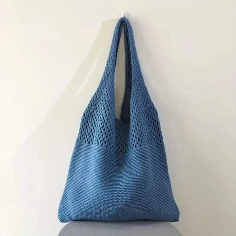 Simple Retro Hollow Crochet Bag Blue Handbags & Wallets - Tophatter Daily Deals
