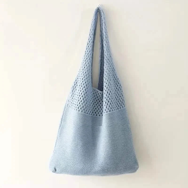 Simple Retro Hollow Crochet Bag Light Blue Handbags & Wallets - Tophatter Daily Deals