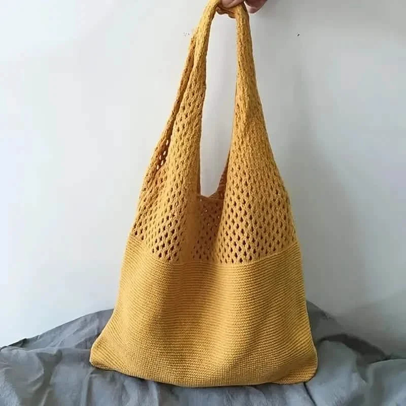 Simple Retro Hollow Crochet Bag Yellow Handbags & Wallets - Tophatter Daily Deals