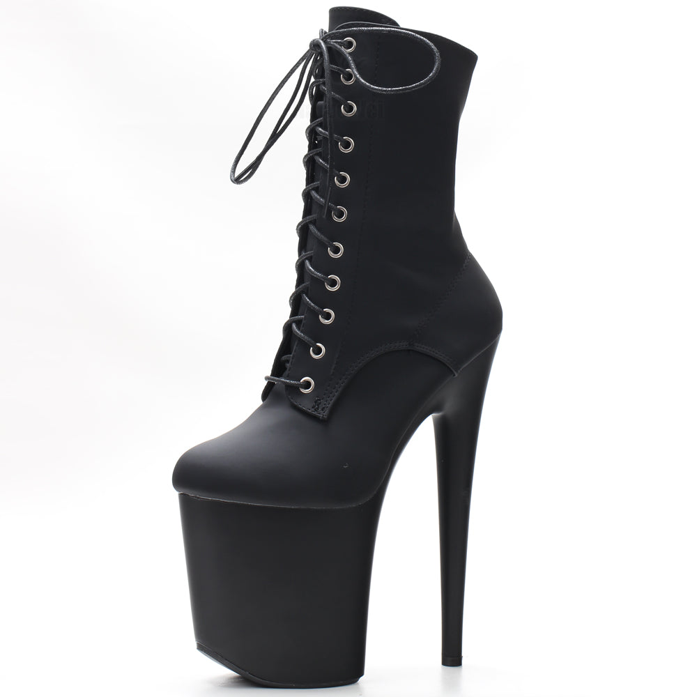 Simply Beautiful Heels Platform Lace Up Dance Ankle Black Matt heels - Tophatter Daily Deals