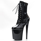 Simply Beautiful Heels Platform Lace Up Dance Ankle Black Shiny heels - Tophatter Daily Deals