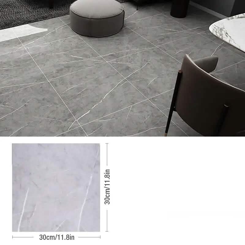 Simulated Thick Marble Tile Floor Self-adhesive Sticker C Furniture & Decor - Tophatter Daily Deals