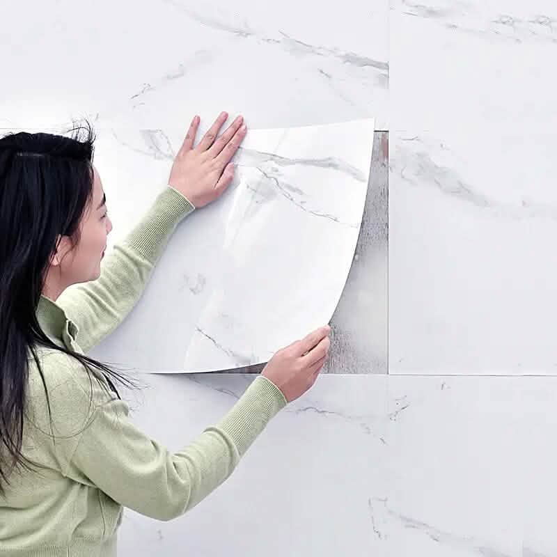 Simulated Thick Marble Tile Floor Self-adhesive Sticker Furniture & Decor - Tophatter Daily Deals