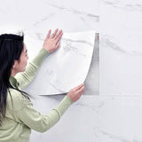 Simulated Thick Marble Tile Floor Self-adhesive Sticker Furniture & Decor - Tophatter Daily Deals