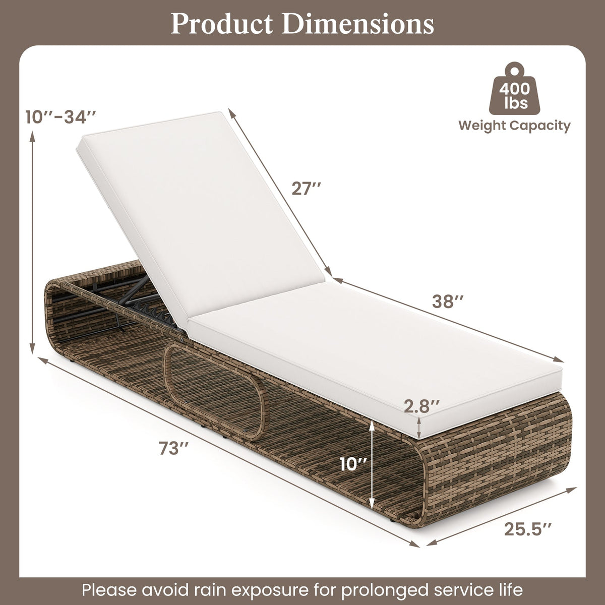 7-Position Adjustable PE Rattan Outdoor Chaise Lounge Chair Garden & Patio - Tophatter Daily Deals