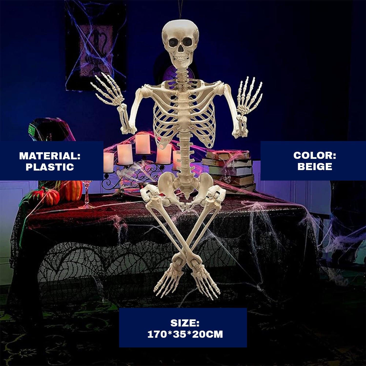 Halloween Decor Skeleton - 170cm Halloween Poseable Human Skeleton Full Life Size Party Decoration Festive & Franchise - Tophatter Daily Deals