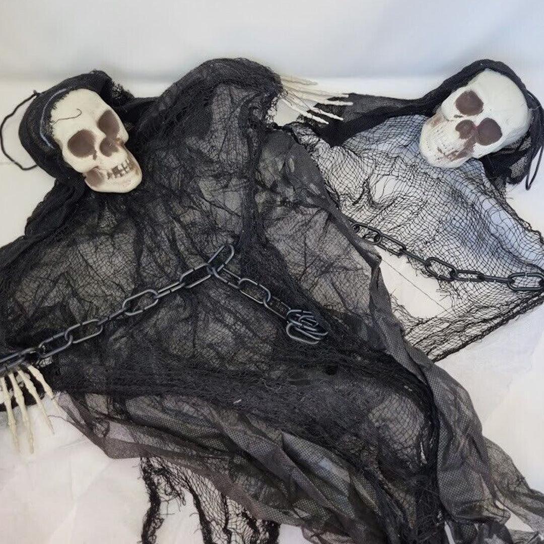 Halloween Decorations With Skeletons - 2x Chain SKELETON Horror Haunted Pirate Hanging Skull Decoration Prop Festive & Franchise - Tophatter Daily Deals