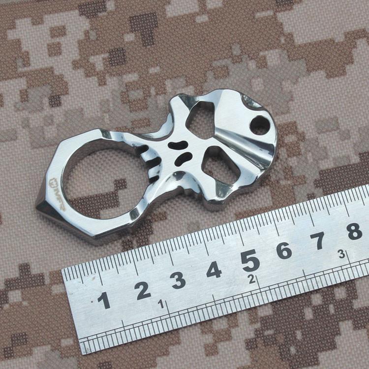 Skull 9R18MOV Stainless Steel Self Defense Keychain Tool Brass Knuckles - Tophatter Daily Deals