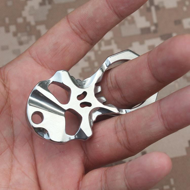 Skull 9R18MOV Stainless Steel Self Defense Keychain Tool Brass Knuckles - Tophatter Daily Deals