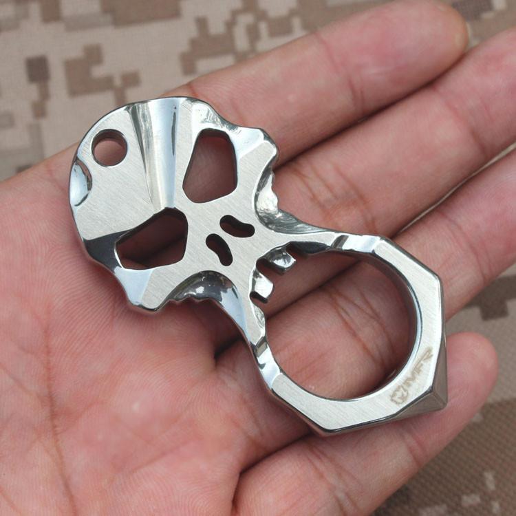Skull 9R18MOV Stainless Steel Self Defense Keychain Tool Brass Knuckles - Tophatter Daily Deals