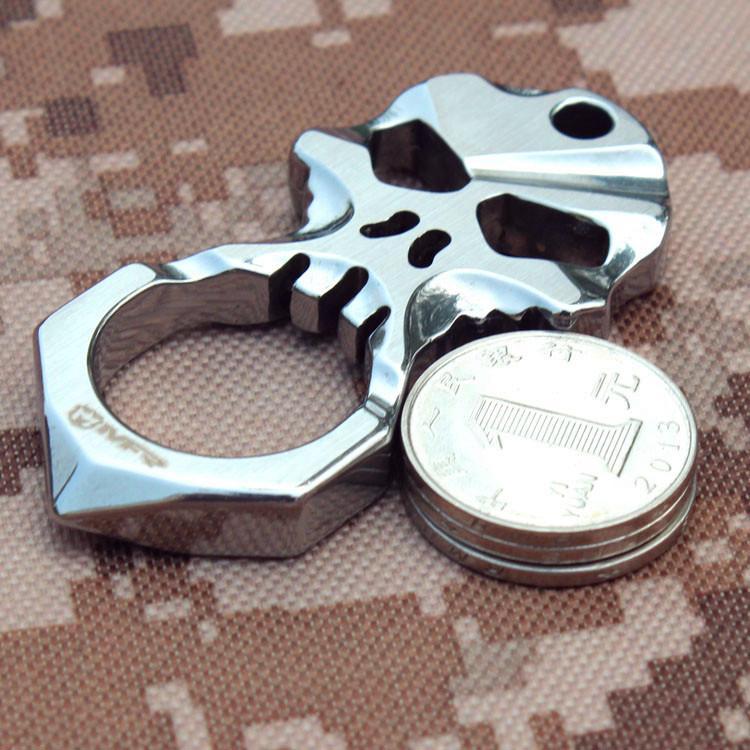 Skull 9R18MOV Stainless Steel Self Defense Keychain Tool Brass Knuckles - Tophatter Daily Deals