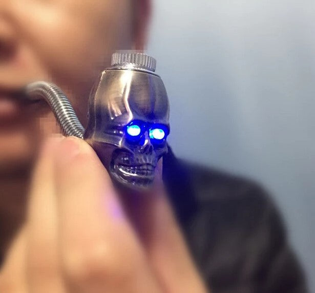 Skull Smoking Pipe With Light Up EYES Metal Bowl LED Lights Smoking Accessories - Tophatter Daily Deals