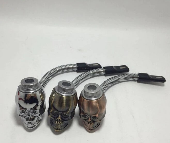 Skull Smoking Pipe With Light Up EYES Metal Bowl LED Lights Smoking Accessories - Tophatter Daily Deals