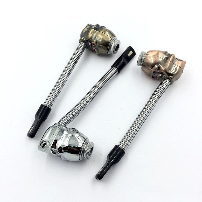 Skull Smoking Pipe With Light Up EYES Metal Bowl LED Lights Smoking Accessories - Tophatter Daily Deals