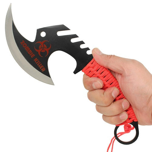 Skull Splitter Throwing Axe Red Zombie Killer Tomahawk w/ Sheath Knife-Tomahawk - Tophatter Daily Deals