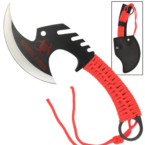 Skull Splitter Throwing Axe Green Zombie Killer Tomahawk w/ Sheath Red Knife-Tomahawk - Tophatter Daily Deals