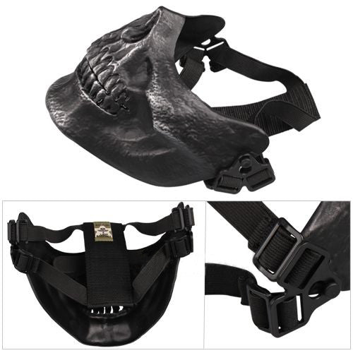 Half Face Wargame Mask Metallic Skeleton Mask Protective Party Festival Face Guard Black Silver Face Mask - Tophatter Daily Deals