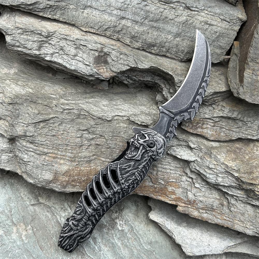Cool Skull Folding Knife Tool - Tophatter Daily Deals