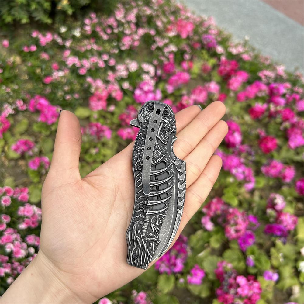 Cool Skull Folding Knife Tool - Tophatter Daily Deals