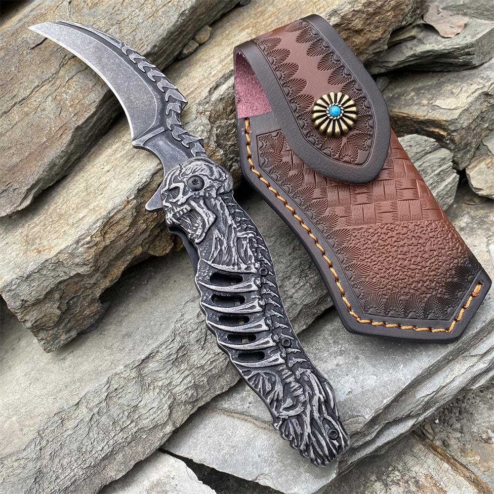 Cool Skull Folding Knife Tool Knife & Case - Tophatter Daily Deals