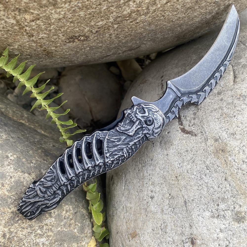 Cool Skull Folding Knife Tool - Tophatter Daily Deals