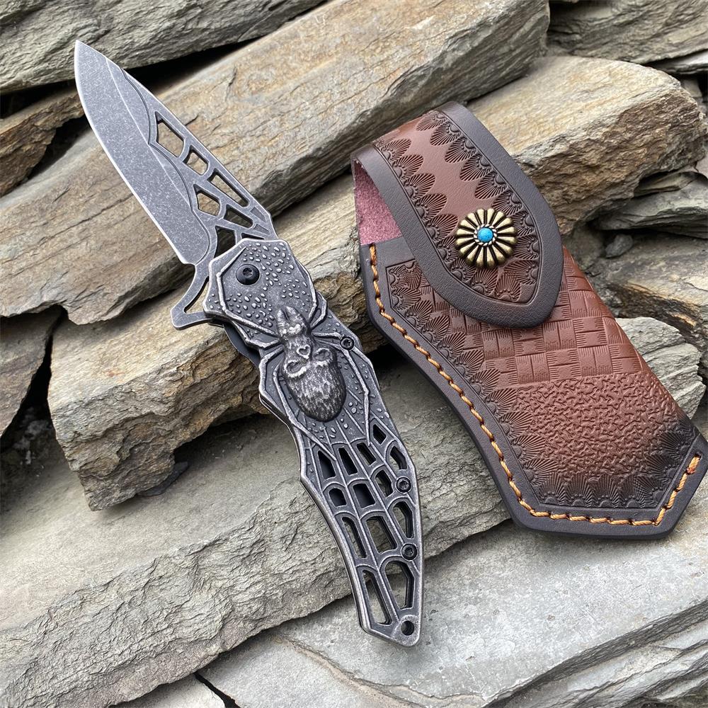 3D Skeleton Spider Folding Knife Black & Case - Tophatter Daily Deals