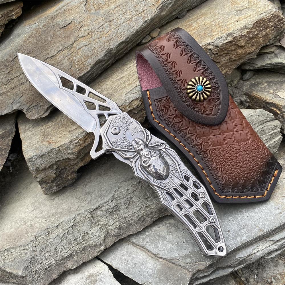 3D Skeleton Spider Folding Knife Silver & Case - Tophatter Daily Deals