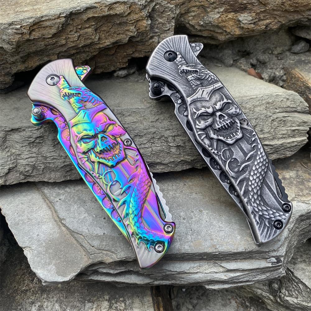 Snake Skull Relief Folding Knife - Tophatter Daily Deals