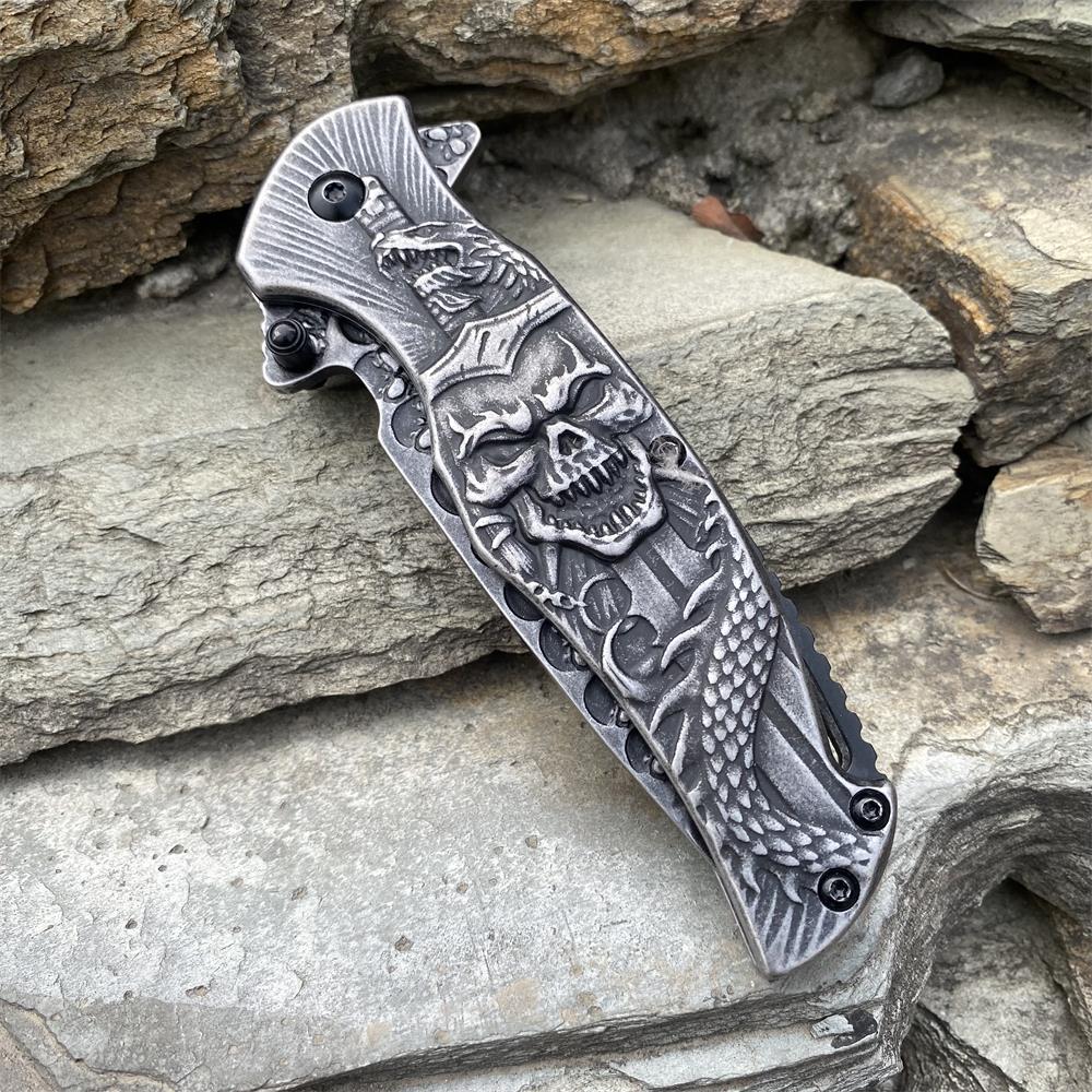 Snake Skull Relief Folding Knife - Tophatter Daily Deals