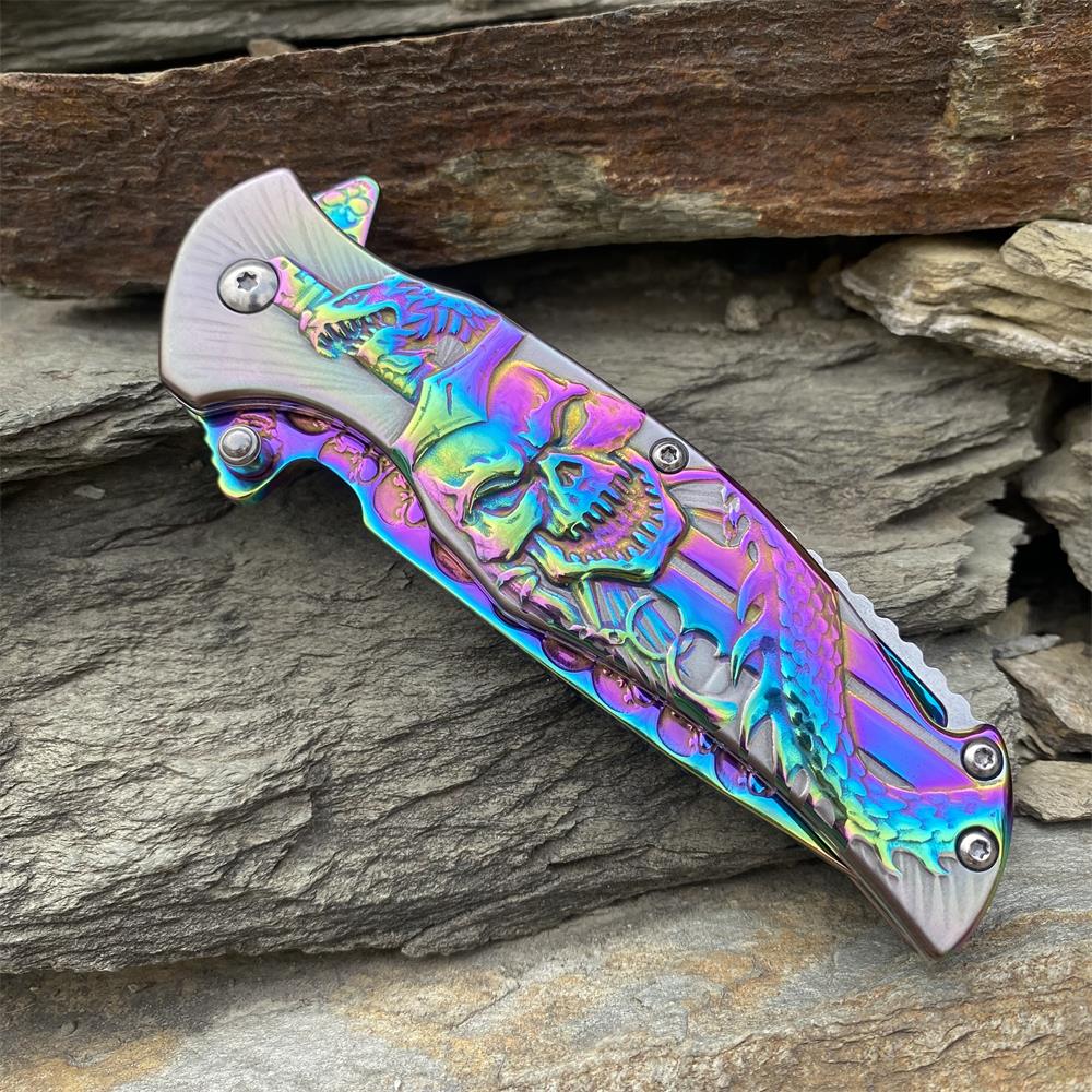 Snake Skull Relief Folding Knife - Tophatter Daily Deals