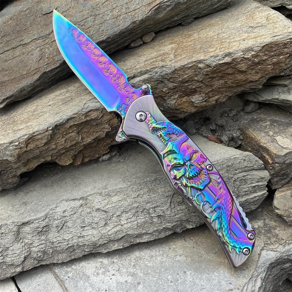 Snake Skull Relief Folding Knife - Tophatter Daily Deals