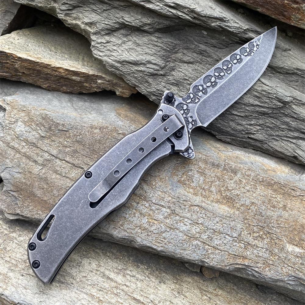 Snake Skull Relief Folding Knife - Tophatter Daily Deals