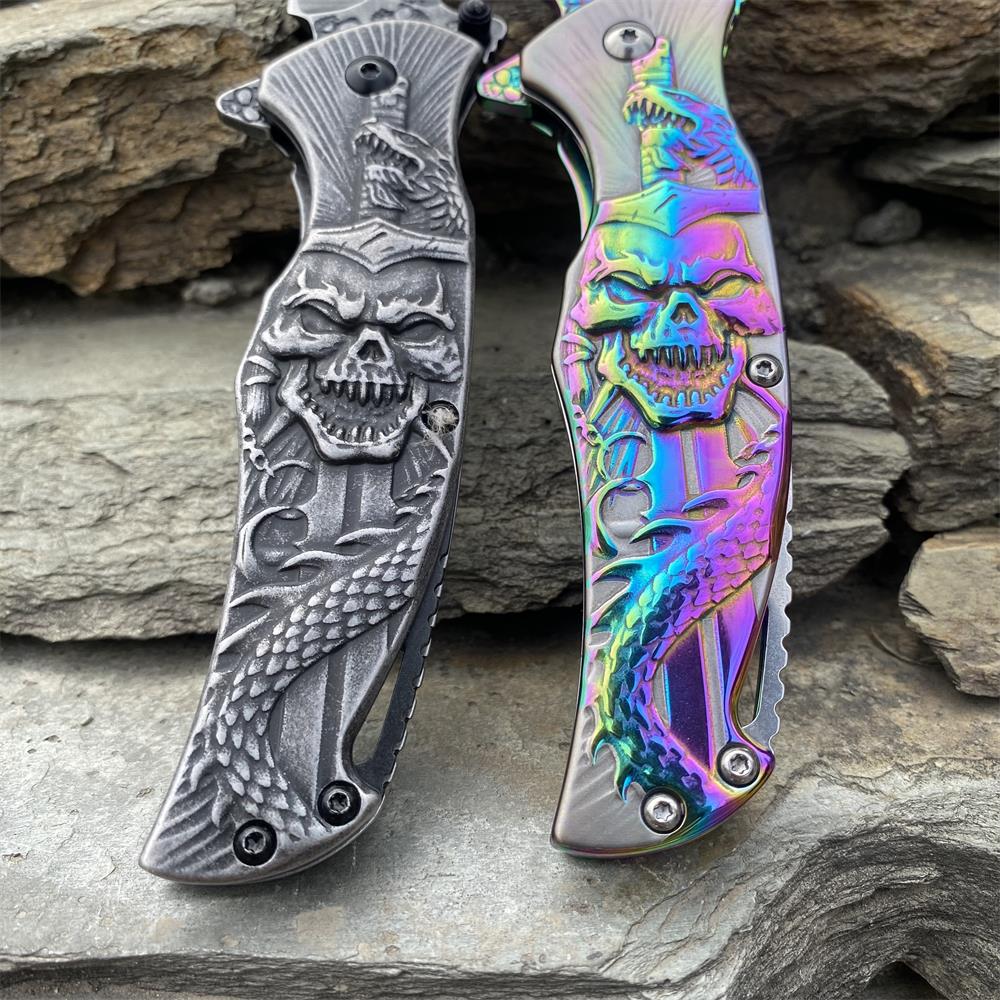 Snake Skull Relief Folding Knife - Tophatter Daily Deals