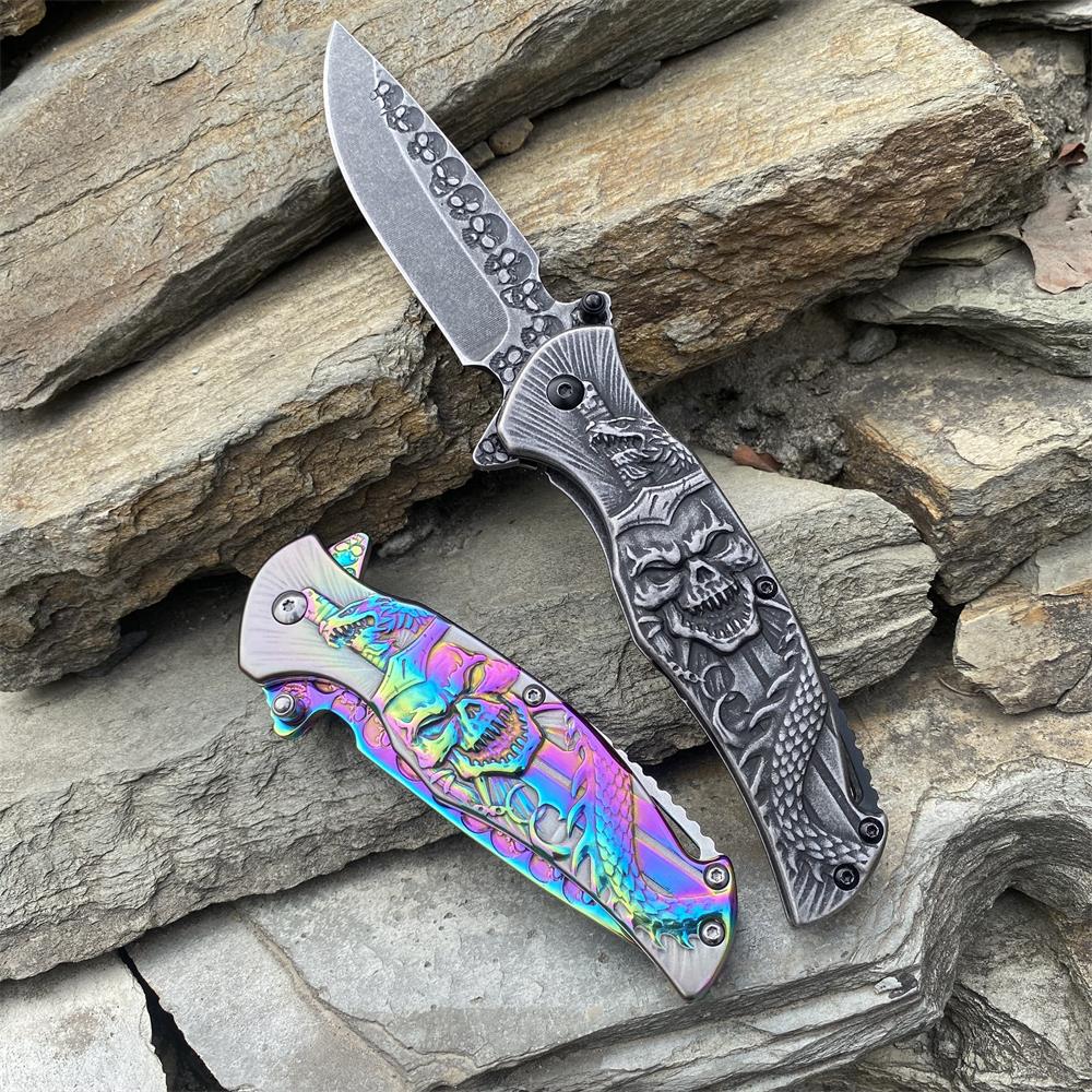 Snake Skull Relief Folding Knife - Tophatter Daily Deals