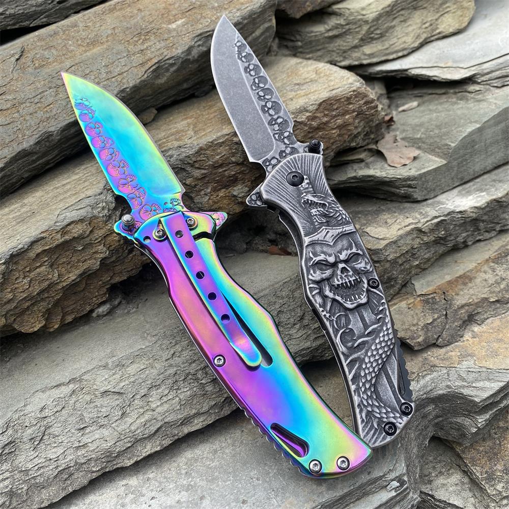 Snake Skull Relief Folding Knife - Tophatter Daily Deals