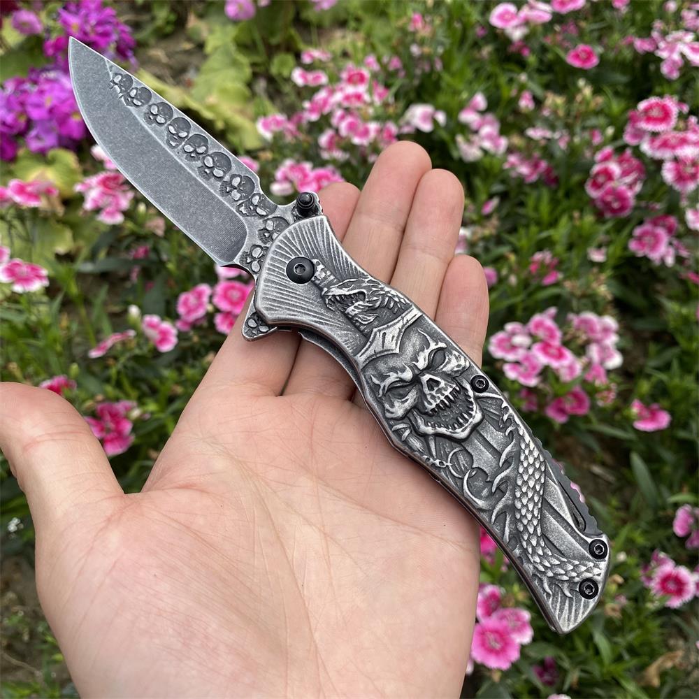 Snake Skull Relief Folding Knife - Tophatter Daily Deals