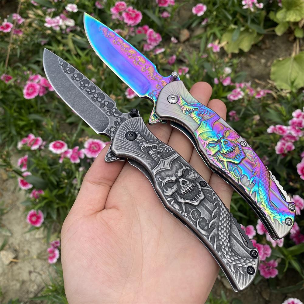 Snake Skull Relief Folding Knife - Tophatter Daily Deals
