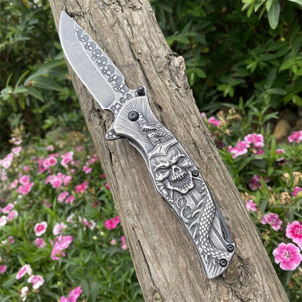 Snake Skull Relief Folding Knife - Tophatter Daily Deals