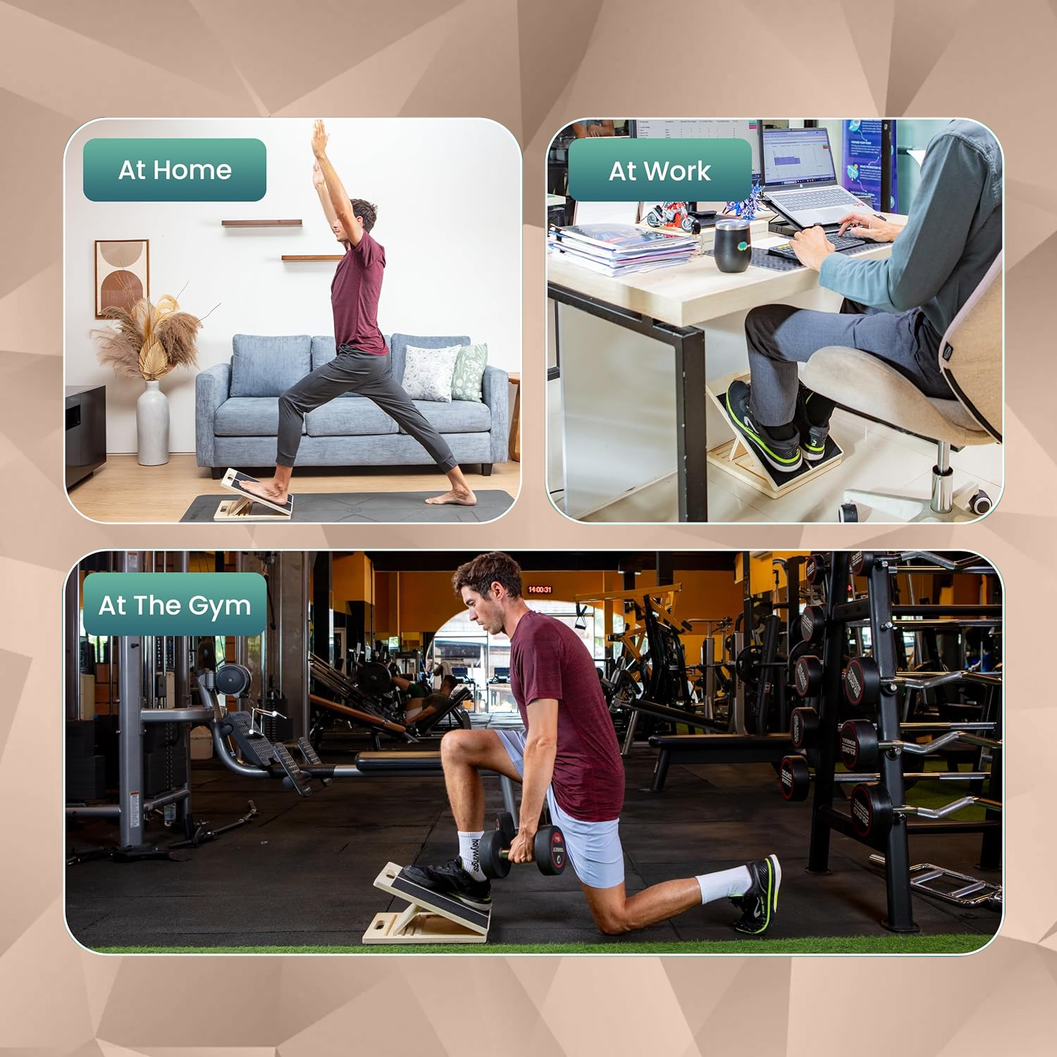 Slant Board for Exercise- Folded Calf Stretcher Squat Wedge Portable Board Exercise & Fitness - Tophatter Daily Deals