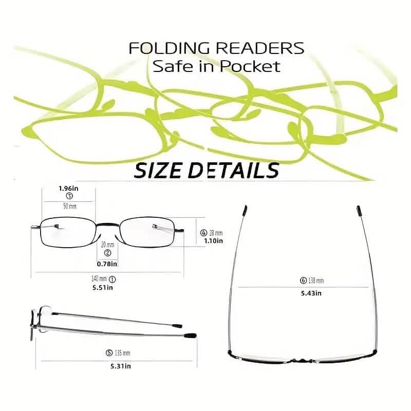 Sleek Folding Reading Glasses with Anti-Blue Light Protection Health & Wellness - Tophatter Daily Deals