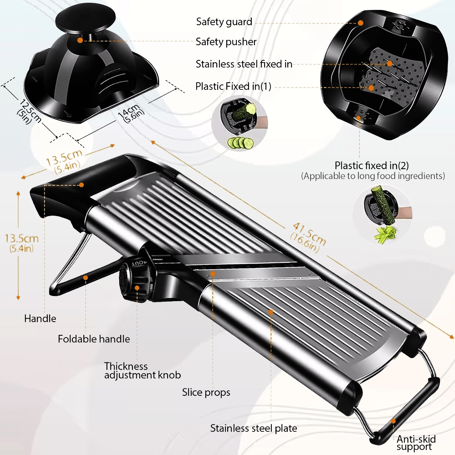 Kitchen Mandoline Slicer – Professional Food Cutter Fruit Vegetable Chopper Grater Tool Home - Tophatter Daily Deals